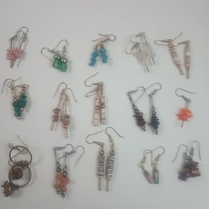 Lot of 15 dangle drop vintage homemade earrings